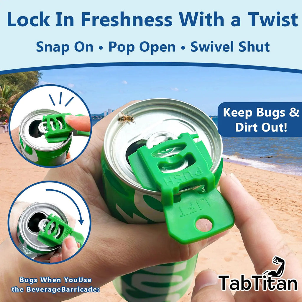 Complete Cover Easy Tab Opener New and Improved 6PK Beverage Barricade 2.0. Colorful Drink Can Protector Cap for Soda, Beer, Coke Shields from Bugs, Bees, Dust at the Party, BBQ, Beach