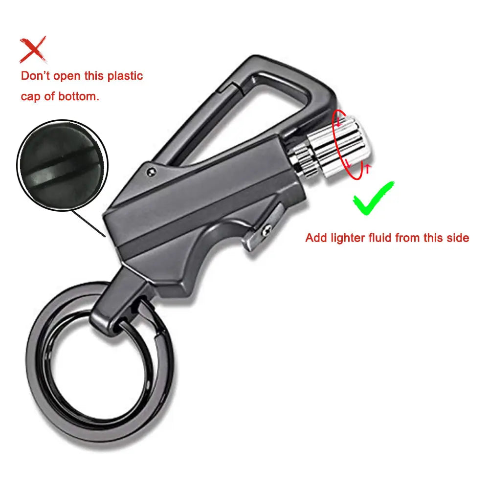 3-In-1 Utensils Multi-Tool, Portable Keychain with Bottle Opener and Lighter (Lighter Fluid Not Included)