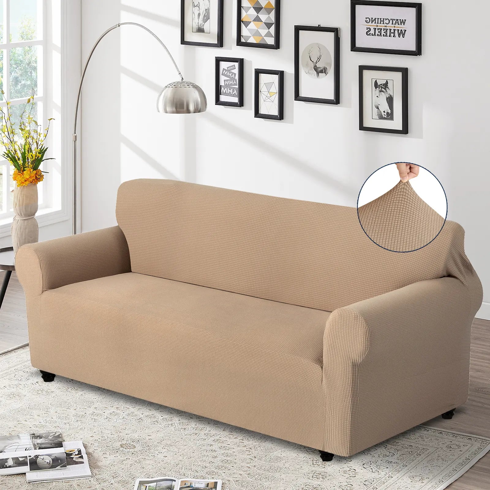 Easy-Going Stretch Sofa Slipcover for 1/2/3 Seats, Pet-Friendly Couch Cover, Washable Soft with Elastic Bottom, Polyester Spandex Jacquard Fabric, Sofa Makeover, Livingroom Decor, Furniture Protector