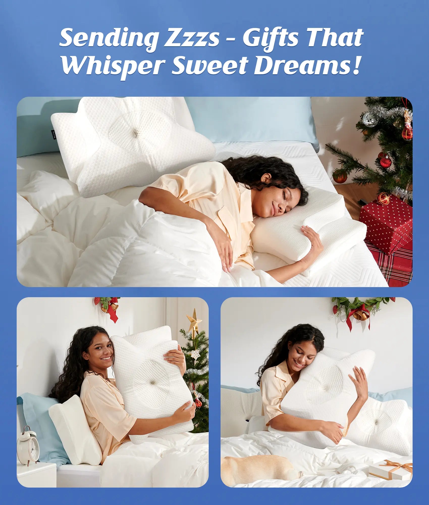 Emircey Memory Foam Neck Pillow, Soft Comfortable Contour Sleep Pillow, Odorless Pillow/Breathable Cases,Bed Pillow, Gifts for Her or Him