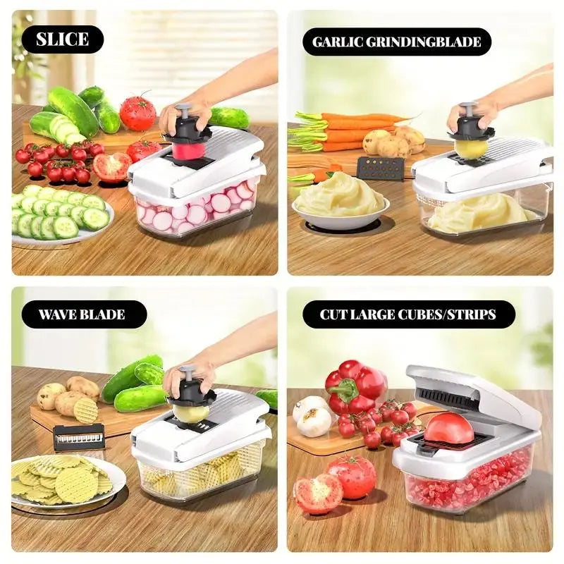 Multifunctional Vegetable Fruit Chopper, Manual Kitchen Tool, Slicer Dicer Cutter, Ideal for Squash Noodles, Onion Minced Meat, French Fries Cutting, Durable Slicer #GLOBAL PICKS