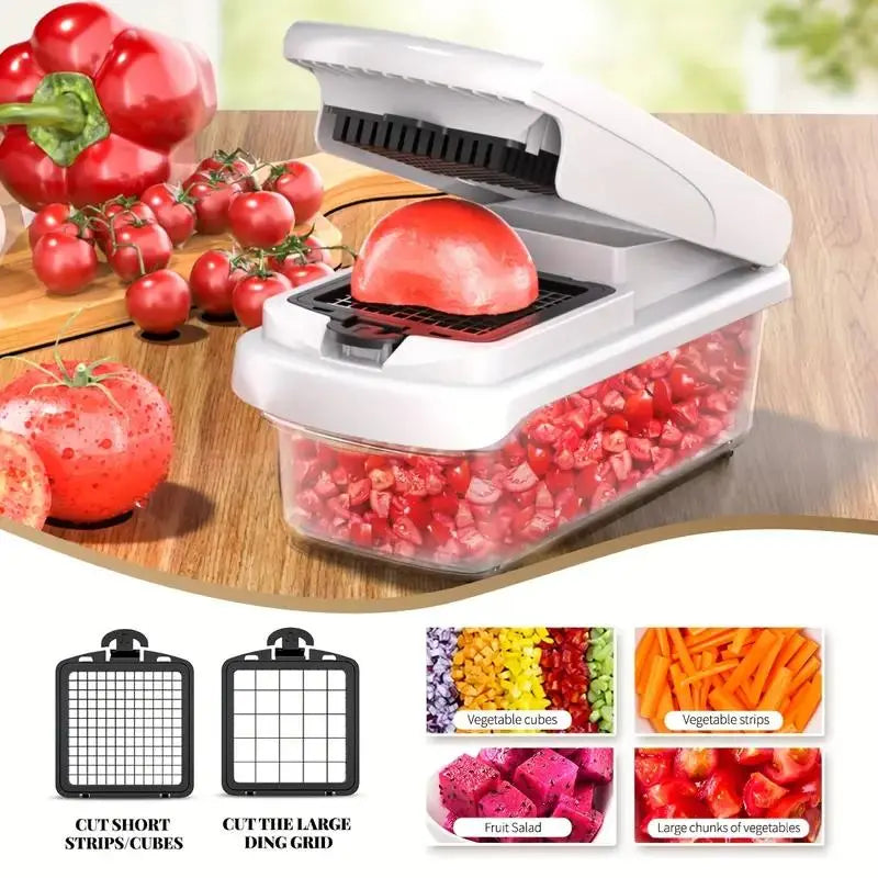 Multifunctional Vegetable Fruit Chopper, Manual Kitchen Tool, Slicer Dicer Cutter, Ideal for Squash Noodles, Onion Minced Meat, French Fries Cutting, Durable Slicer #GLOBAL PICKS