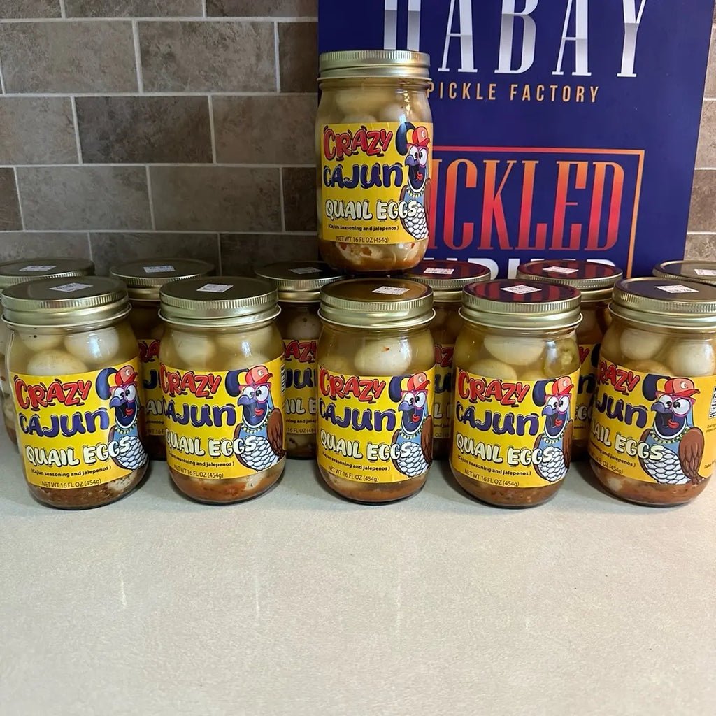 Da Bay Pickle Factory+Crazy Cajun Quail Eggs+Snack+Jalapeños Cajun Seasoning+Protein Canned Jar Food