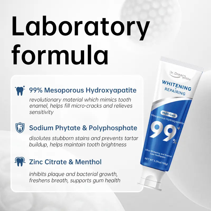 Dr.Dreamwhite Mesoporous Hydroxyapatite Mhap Toothpaste | Ultra Whitening & Enamel Reparing | Fresh Breath | Cucumber Melon & White Tea Flavor | 5.29Oz