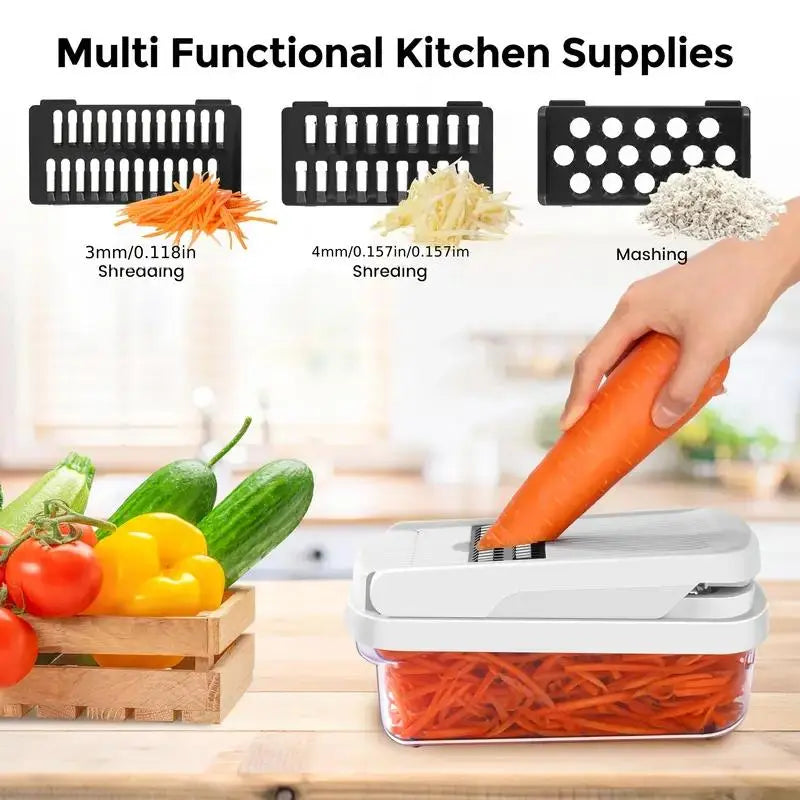 Multifunctional Vegetable Fruit Chopper, Manual Kitchen Tool, Slicer Dicer Cutter, Ideal for Squash Noodles, Onion Minced Meat, French Fries Cutting, Durable Slicer #GLOBAL PICKS