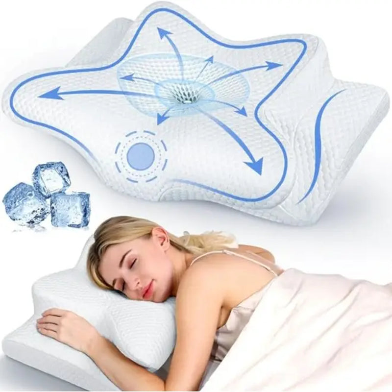 Emircey Memory Foam Neck Pillow, Soft Comfortable Contour Sleep Pillow, Odorless Pillow/Breathable Cases,Bed Pillow, Gifts for Her or Him