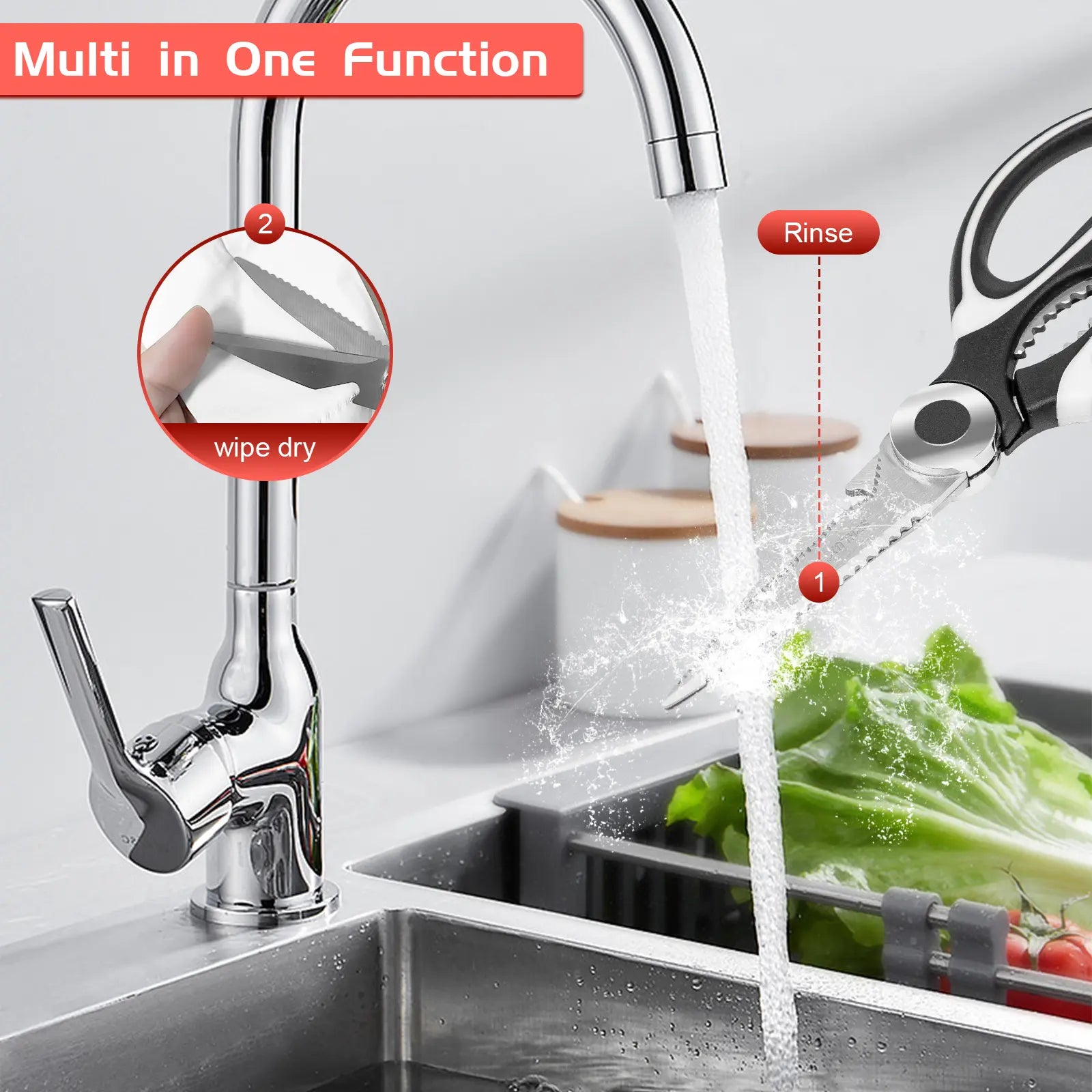 SZHLUX 2-Pack Kitchen Scissors Heavy Duty, Premium Sharp Kitchen Shears for Food, Meat, Fish, Bones, Poultry, and Vegetables, Multi-Purpose Stainless Steel Cooking Scissors