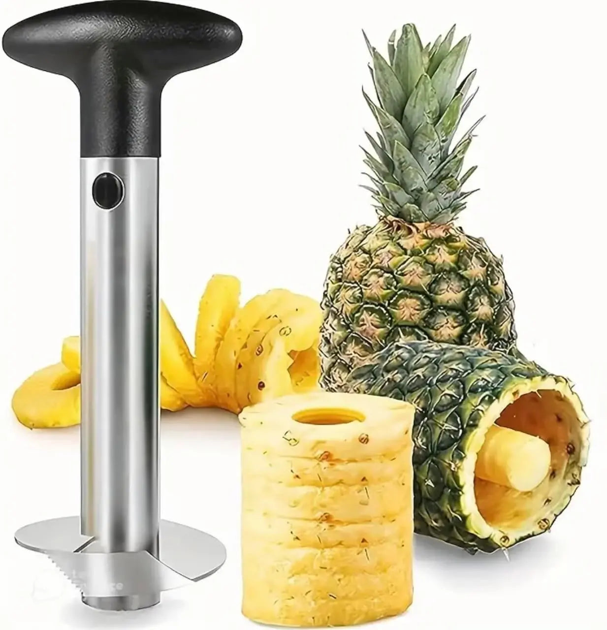 Stainless Steel Pineapple Corer, Detachable Handle Fruit Cutter-Peeler-Slicer, Fast & Easy Core Remover Kitchen Utensil, Multi-Purpose Kitchen Supplies & Gadgets, Durable Tool with 1-Year Warranty & Recipe Ebook