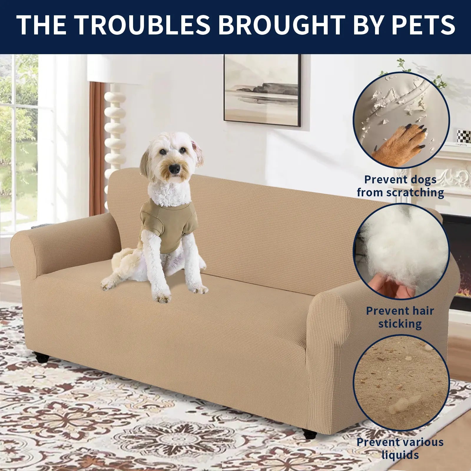 Easy-Going Stretch Sofa Slipcover for 1/2/3 Seats, Pet-Friendly Couch Cover, Washable Soft with Elastic Bottom, Polyester Spandex Jacquard Fabric, Sofa Makeover, Livingroom Decor, Furniture Protector