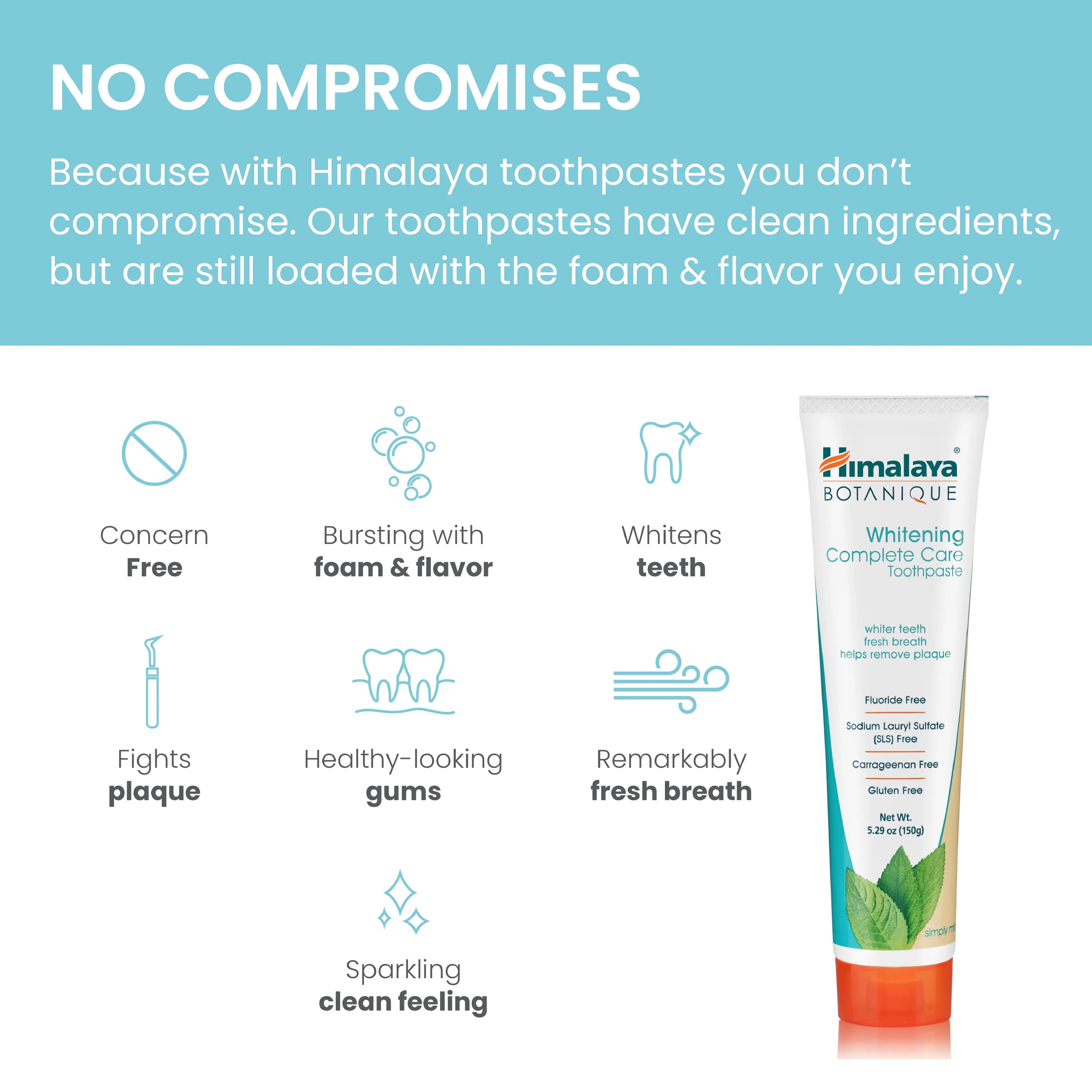 Himalaya Botanique Complete Care Whitening Toothpaste, Simply Mint, for a Clean Mouth, Whiter Teeth and Fresh Breath, 5.29 Oz