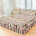 Floral Print Ruffled Edge Bed Skirt Set, 3-Count Set Including 1 Bed Skirt and 2 Pillowcases without Filler, Comfortable Bedding Set for Home Bedroom