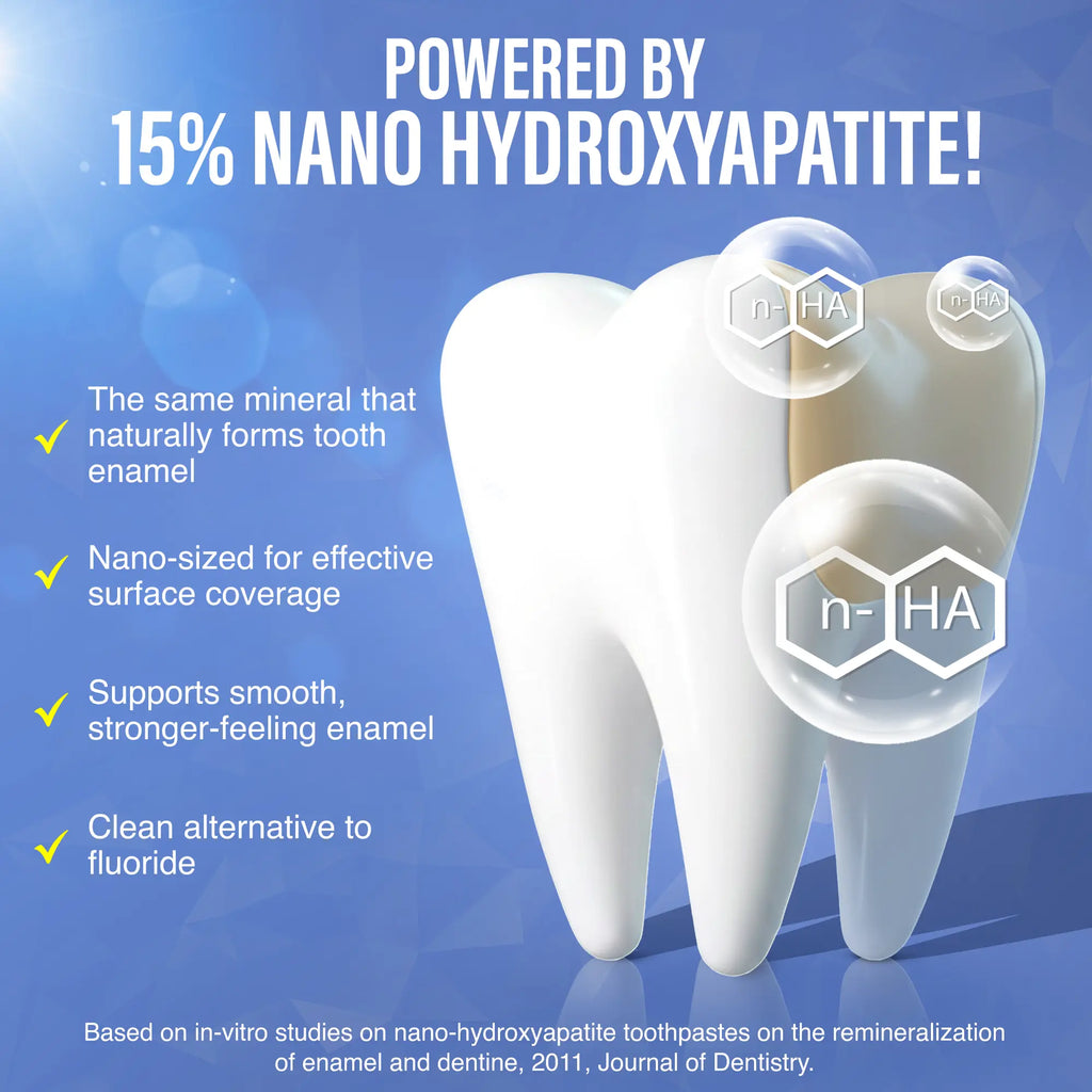 Gurunanda Toothpaste Booster with 15% Nano Hydroxyapatite – Add to Toothpaste for Whitening & Fresh Breath, Fluoride-Free Formula with Vitamins & Minerals, up to 60 Uses