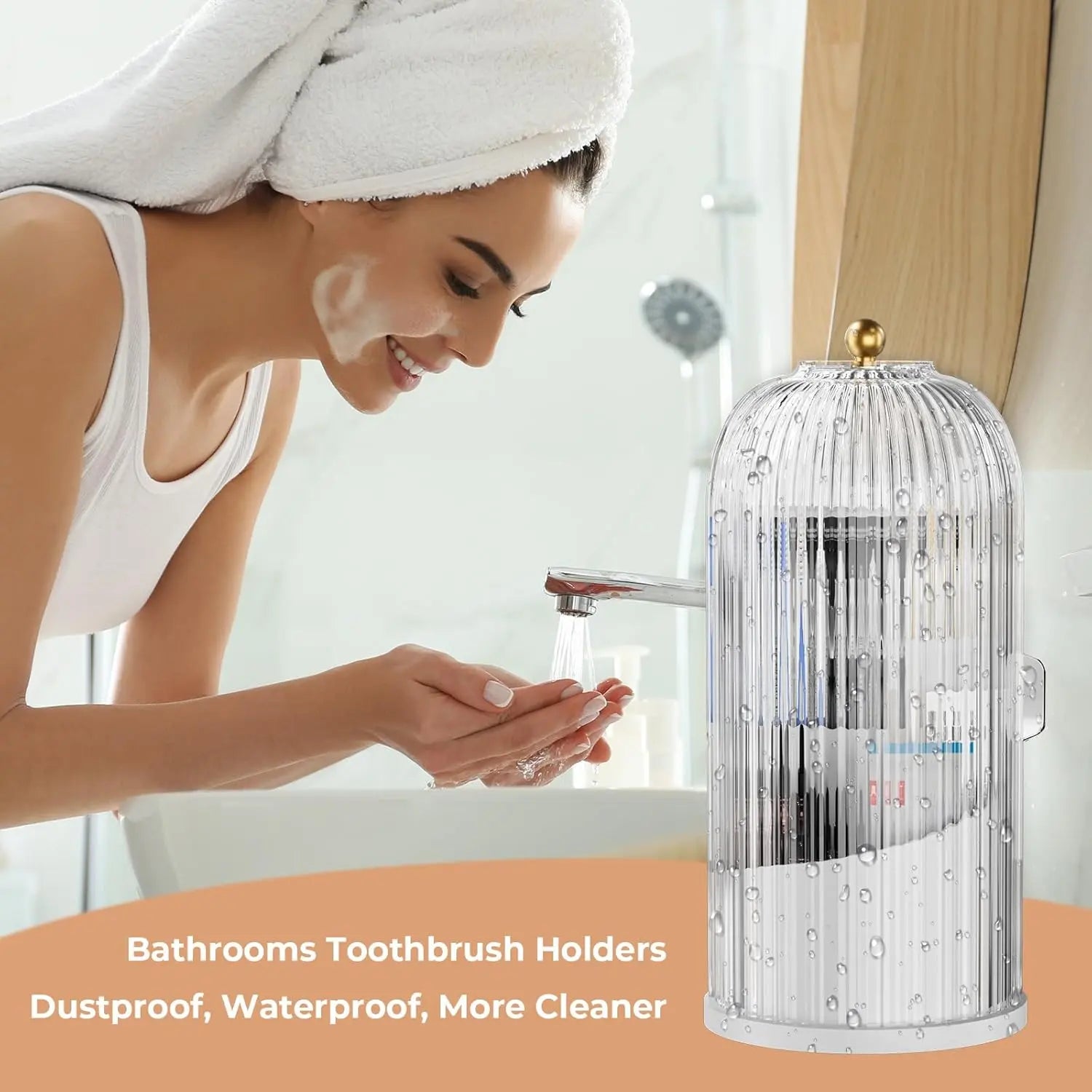 [Summervibes] 2-Count Toothbrush Holder Set - Modern Countertop Bathroom Decor, Stylish & Durable Toothpaste Organizer for Easy Storage