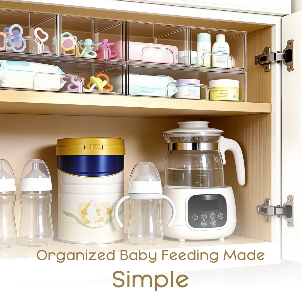 Criusia Stackable Storage Drawers, Transparent Plastic Storage Boxes, Suitable for Storing Baby Products, Bottles, Cosmetics, and for Use in Dressing Tables, Bathrooms, Cabinets, and Storage Rooms. Bpa-Free, Safe and Reliable.