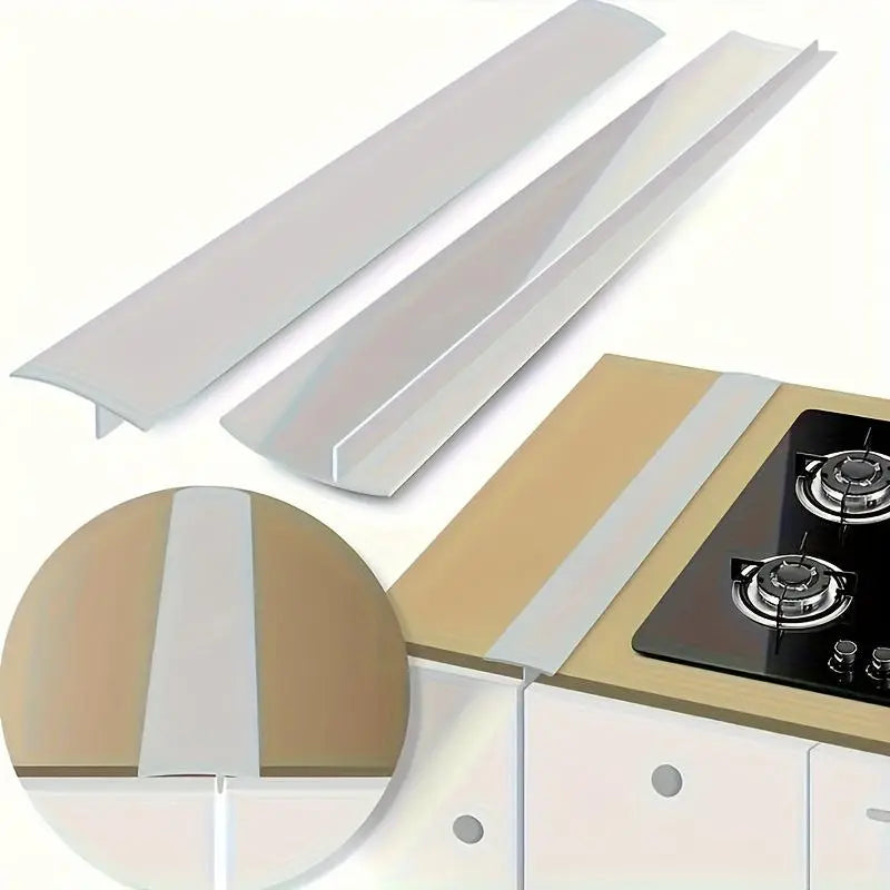 1/2 Pcs Silicone Stove Gap Cover, Kitchen Counter Gap Filler, Heat Resistant Oven Gap Filler, between Kitchen Appliance Washing Machine and Stove, Easy to Clean Seal Fitting Kitchen Gadgets Protection Utensils Water Proof White