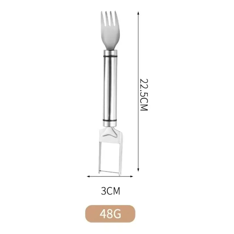 【2 Pack】Watermelon Fork Slicer,Watermelon Cubecutter Tool, 2-In-1 Stainless Steel Fruit Cutter, Dualhead Fruit Forks Slicer Knife with round Handle,Fruitcutting Kitchen Utensils,Portable Modern #Summervibes