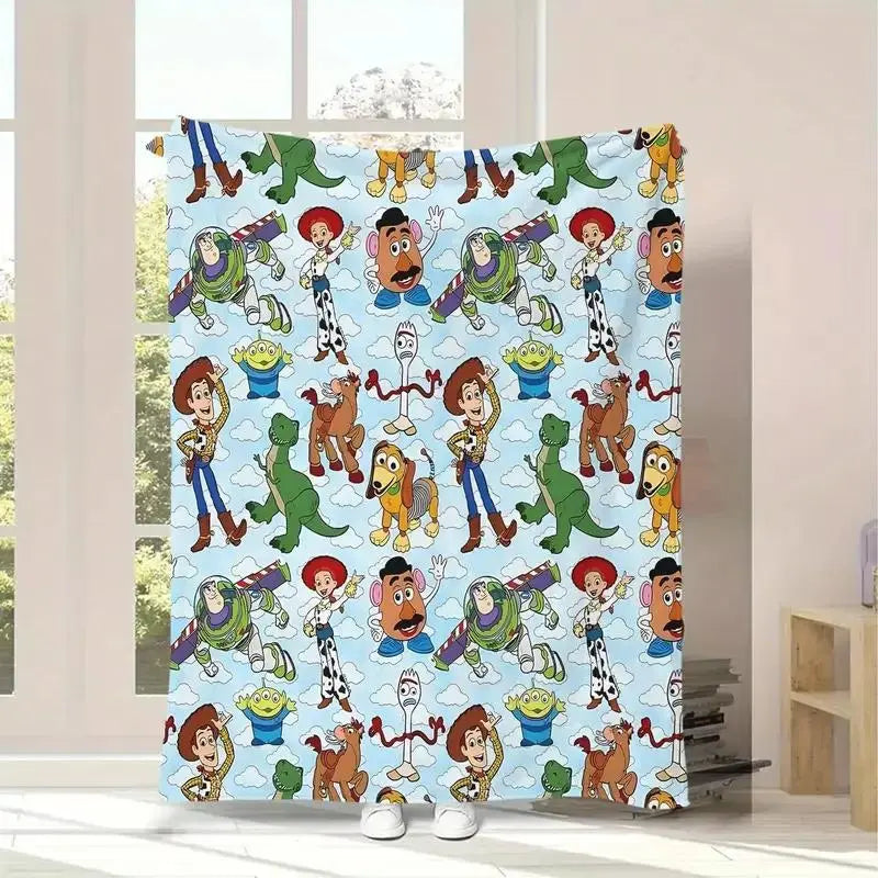 [Summervibes] DISNEY CLASSIC Toy Story Character Pattern Cartoon Blanket, Stylish and Casual for Napping, Office, Sofa or Car - Outdoor Camping or Christmas Gift, Home Decor, Gift