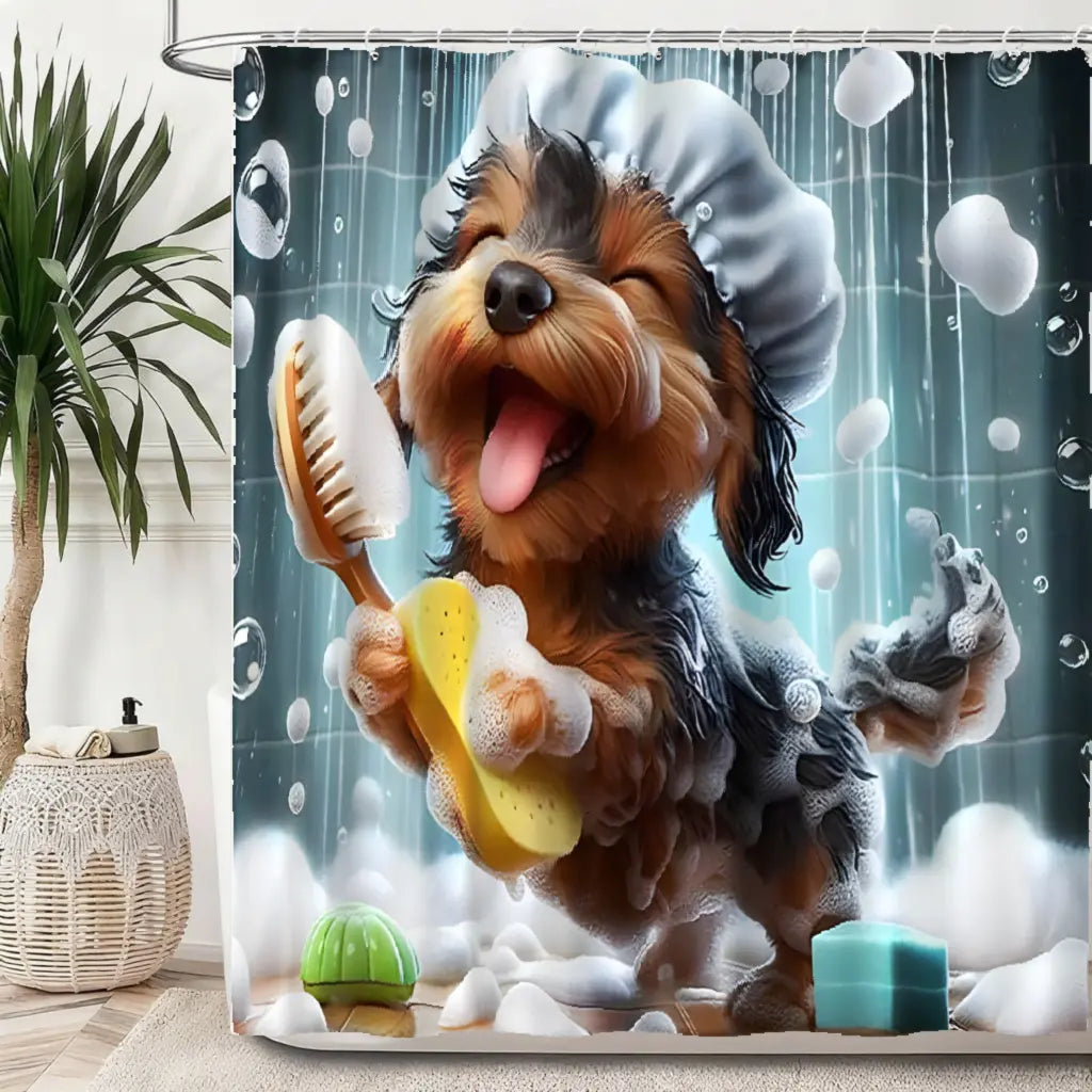 Puppy Shower Curtain Design, High-End Elegant Bathroom Curtain, Printed Pattern for Home Decor, Partition Bathroom Additions