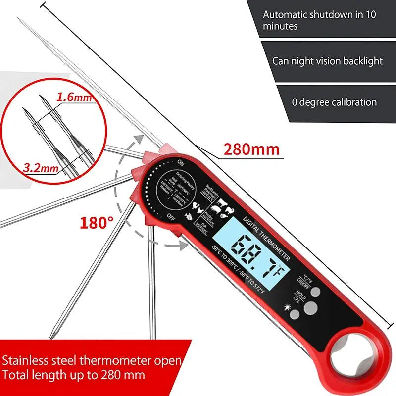 Digital Meat Thermometer, Food Thermometer, 1 Count Instant Reading Measuring Meat Thermometer, Digital Probe for Kitchen Accessories, Kitchen Gadgets for Grilling and Cooking, Kitchenware