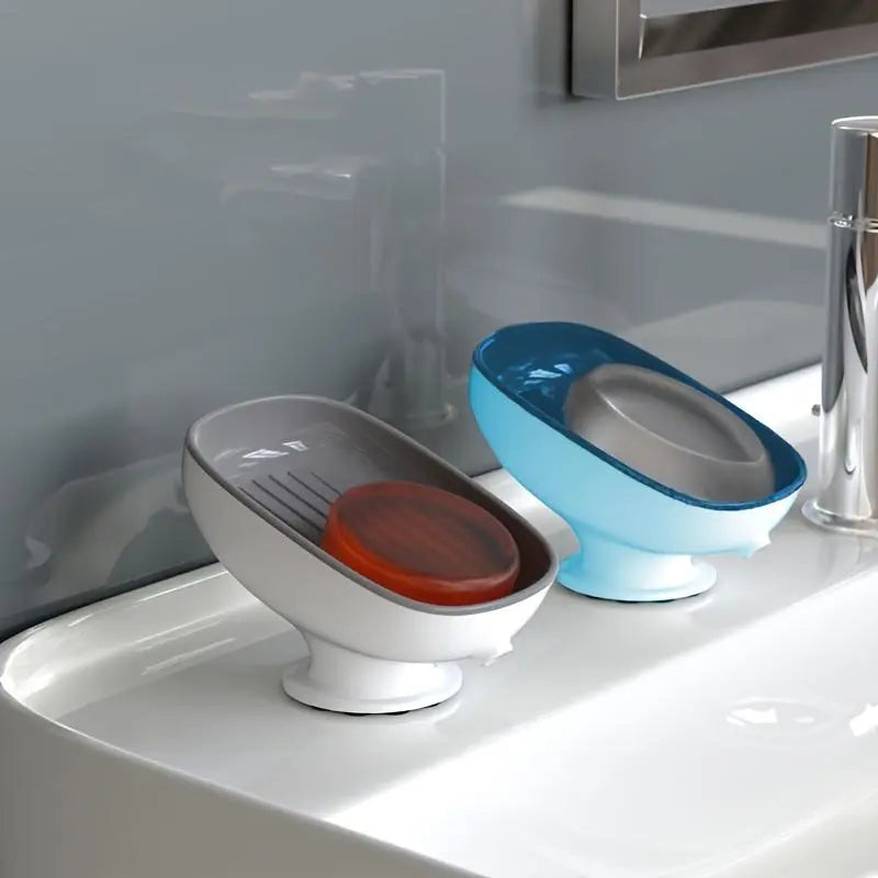 1-Piece Luxurious Adjustable Oval Soap Dish with Drain, Wall-Mounted Anti-Slip Removable Soap Tray for Bathroom, Shower and Sink, Bathroom Accessory