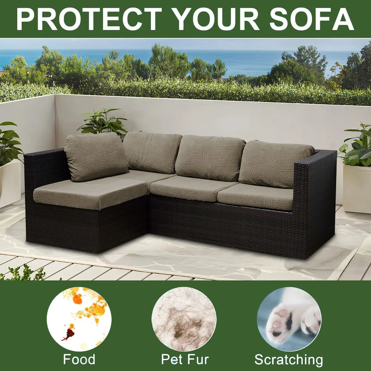 4/8 Piece Plaid Jacquard Outdoor Sofa Cushion Covers Set, Weather Resistant, Water Resistant Cushions, All-Season Solid Color, Elastic, Soft, Washable, Fashionable, Suitable for Sofa Cushions