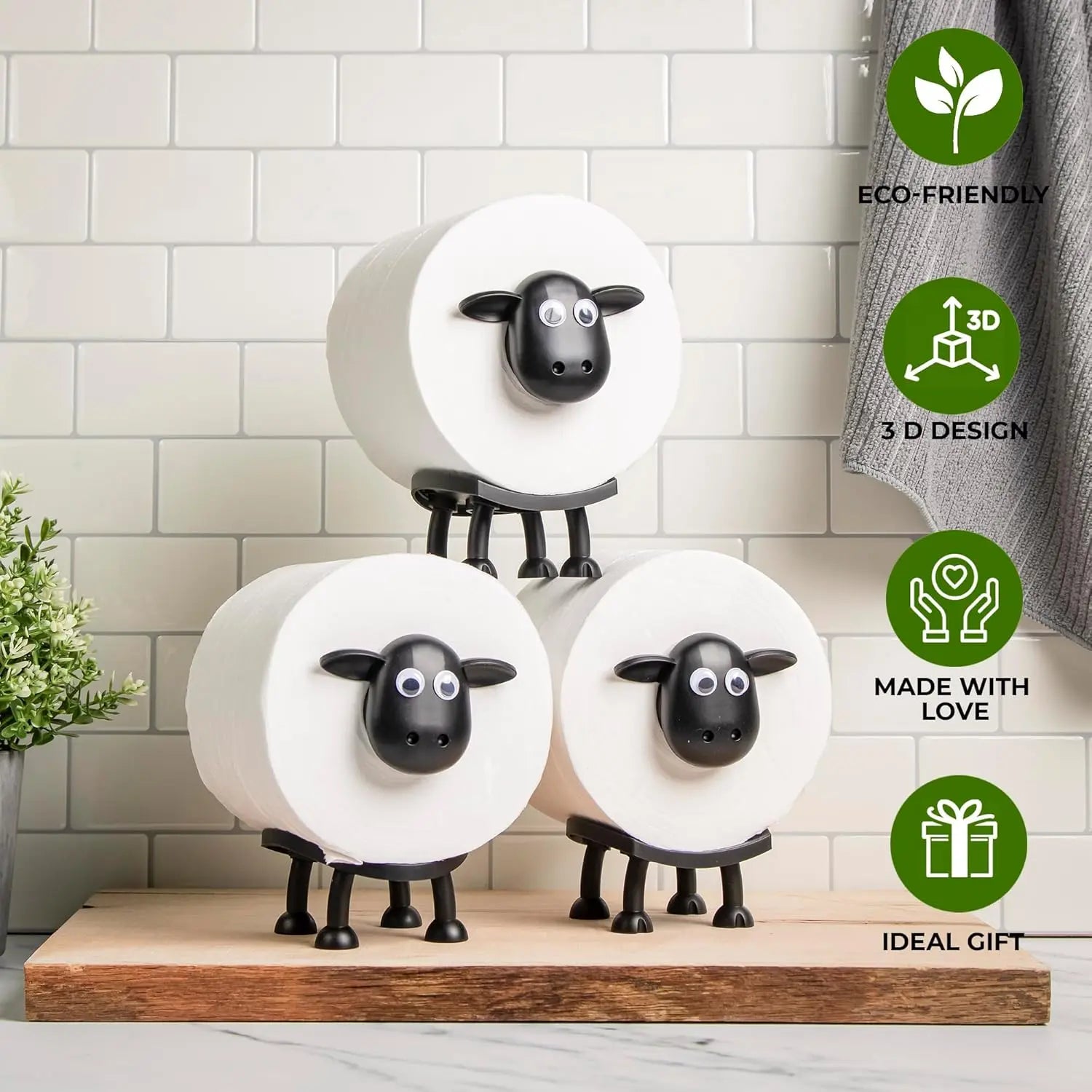 3Pcs Interesting Sheep Tissue Holder, Household Necessities in 2026, 3D Printed Toilet Roll Holder Kitchen Towel Holder