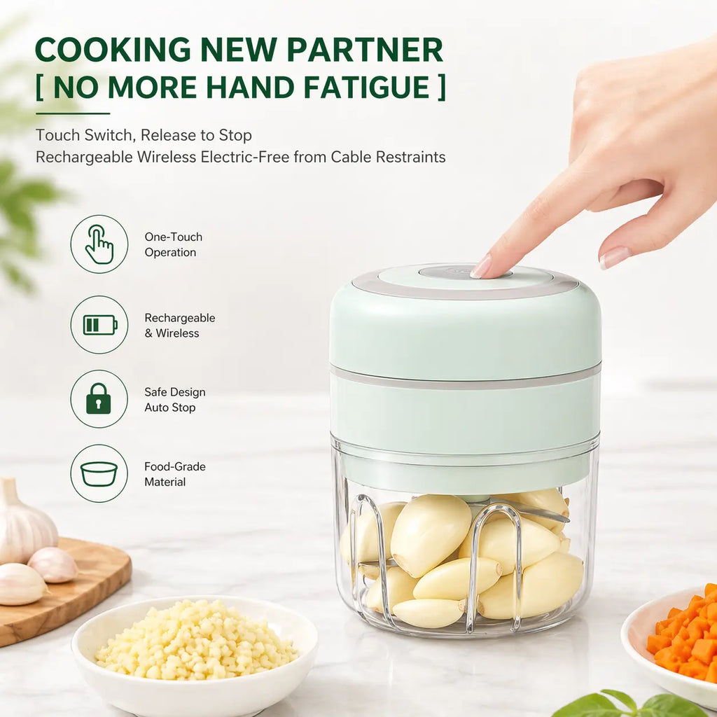 1 Pc Mini Electric Veggie Chopper, Portable Kitchen Gadget for Dicing Tomatoes, Chopping Onions, Herbs, Resin-Abs-Ps Blender for Ginger