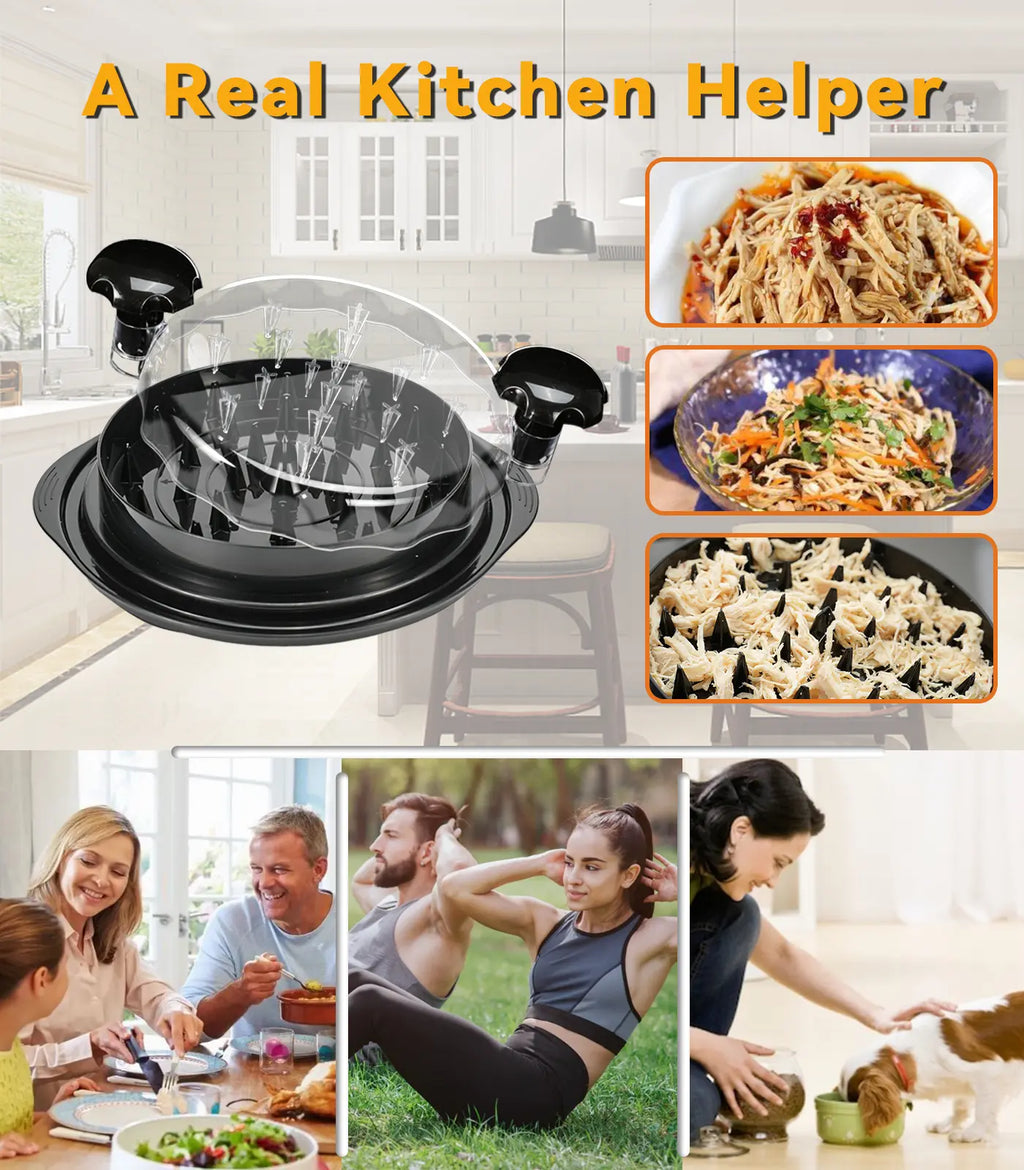 Chicken Shredder Tool Twist, Visible Chicken Breast Grinder Machine for Ground Food, Meat & Vegetables (Elegant Black) Slicer Kitchen
