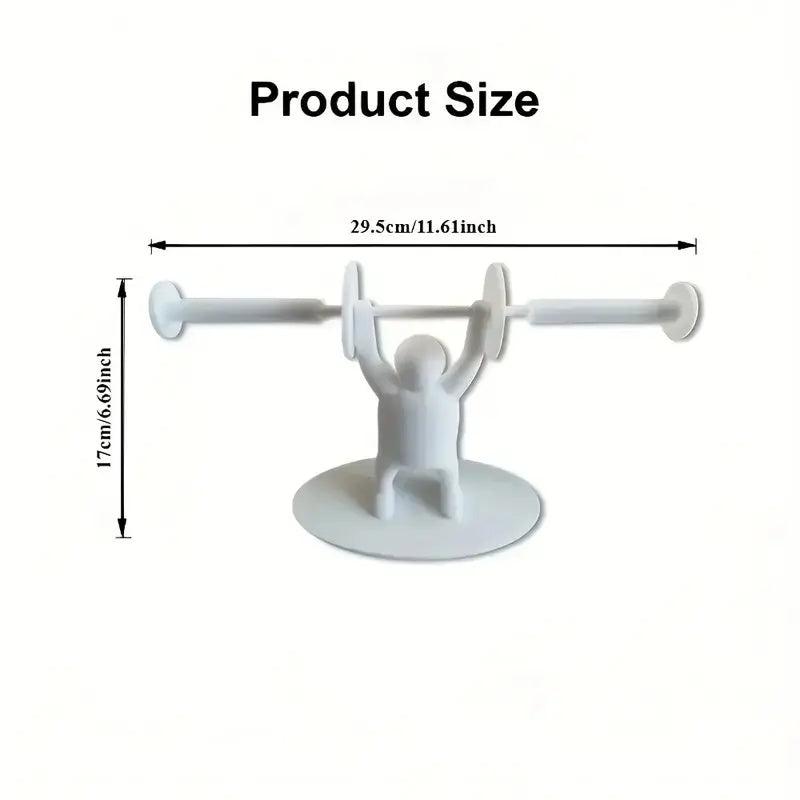 Fun Weightlifter-Themed Toilet Paper Holder, Tissue Holder — Crafted from Unique 3D-Printed Plastic, This Drill-Free Holder Stands Independently Atop the Toilet Tank, Making It a Perfect Decorative Accent for Both Bathrooms and Kitchens.