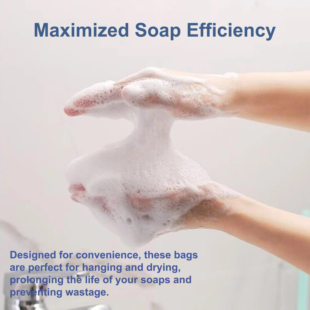 10 Counts Exfoliating Mesh Soap Saver Pouch, Drawstring Closure, Rich Foam Creation, Random Color