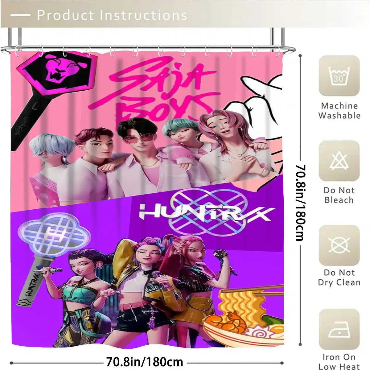 4-Piece Modern Bathroom Curtain Set, Colorful Background Print Shower Curtains, Includes 12 Hooks, Non-Slip Toilet Mat & U-Shaped Seat Cover