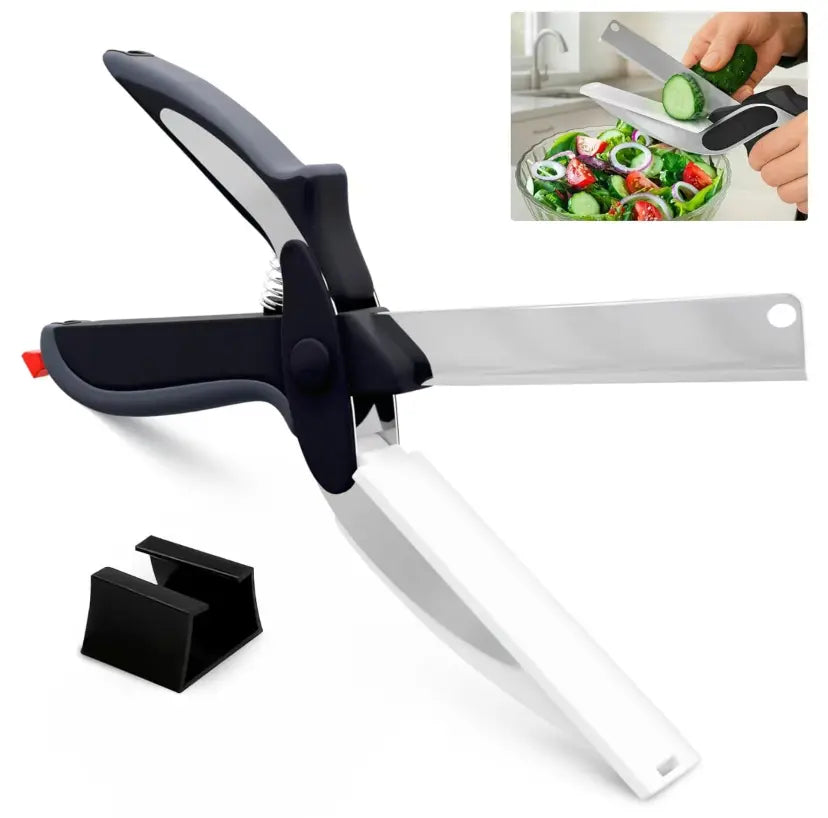 Father'S Day Gift 2 in 1 Kitchen Scissors for Food- Multi-Functional Stainless Steel Blade & Plastic Cutting Board Scissors with Safety Lock | 9.6"Fruit & Vegetable Cutter -Easy-To-Use Kitchen Shears for Meat, Bbq,Cheese, Easy-To-Clean,Holiday Gift