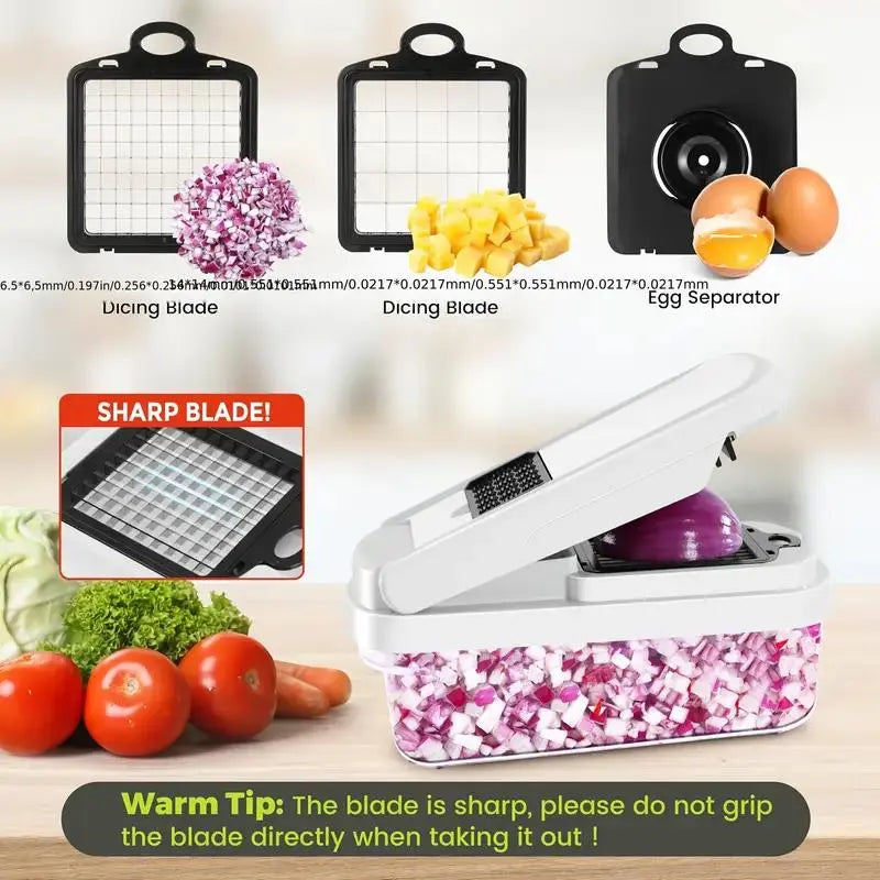Multifunctional Vegetable Fruit Chopper, Manual Kitchen Tool, Slicer Dicer Cutter, Ideal for Squash Noodles, Onion Minced Meat, French Fries Cutting, Durable Slicer #GLOBAL PICKS