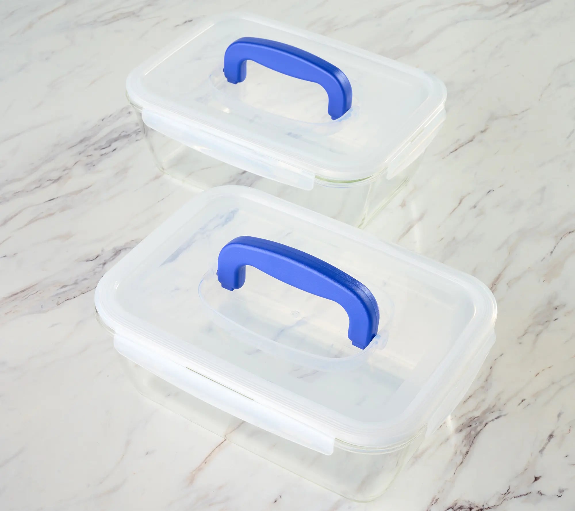 Locknlock Set of 2 Deep Glass Rectangle Baker W/ Handle Lids