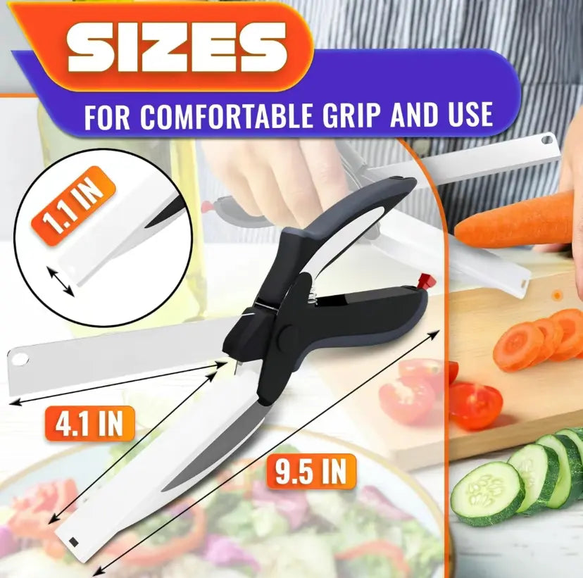Father'S Day Gift 2 in 1 Kitchen Scissors for Food- Multi-Functional Stainless Steel Blade & Plastic Cutting Board Scissors with Safety Lock | 9.6"Fruit & Vegetable Cutter -Easy-To-Use Kitchen Shears for Meat, Bbq,Cheese, Easy-To-Clean,Holiday Gift