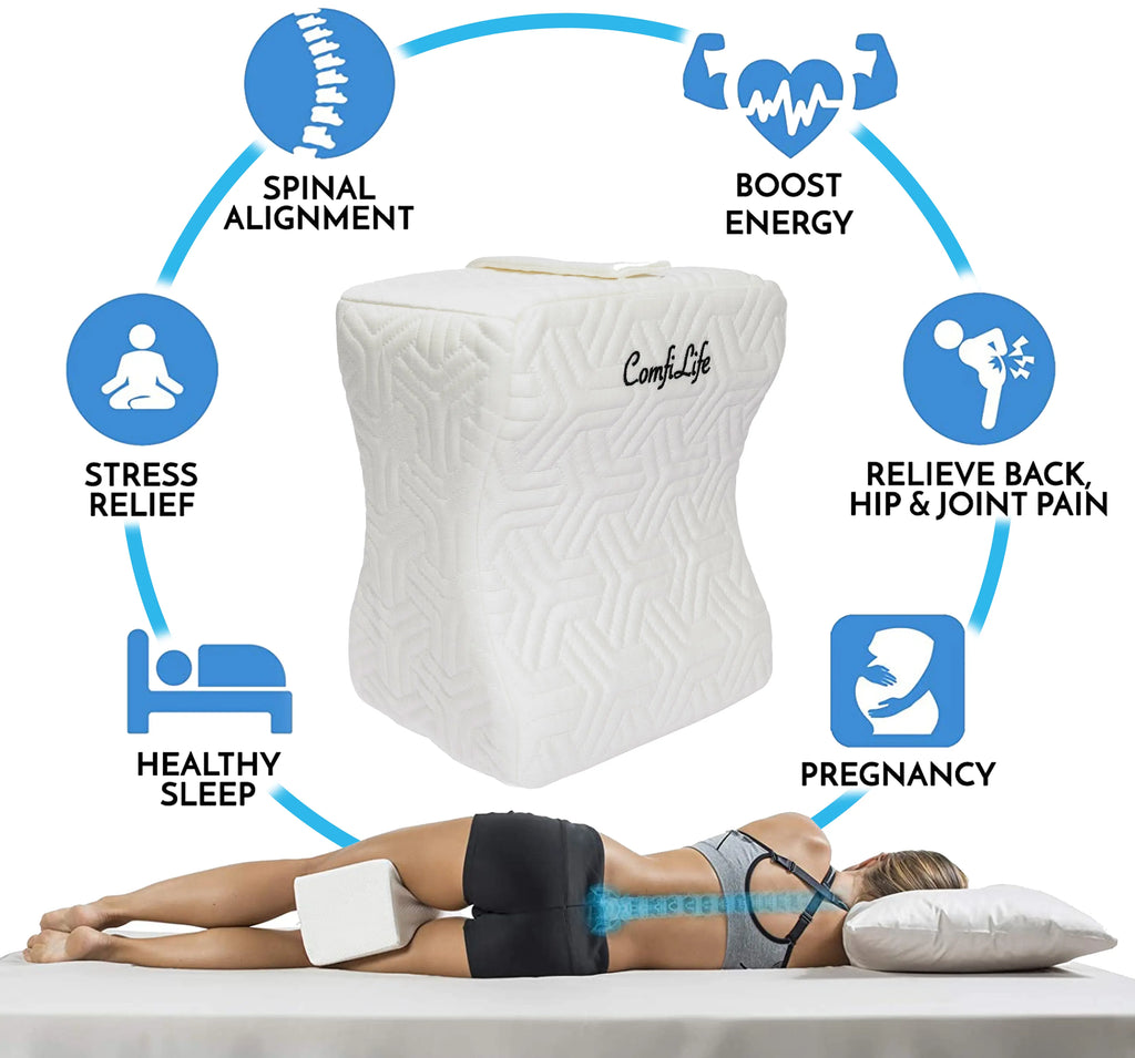 Comfilife | Orthopedic Knee and Leg Pillow for Side Sleepers Sleeping - 100% Memory Foam for Back Pain, Hip Pain Relief