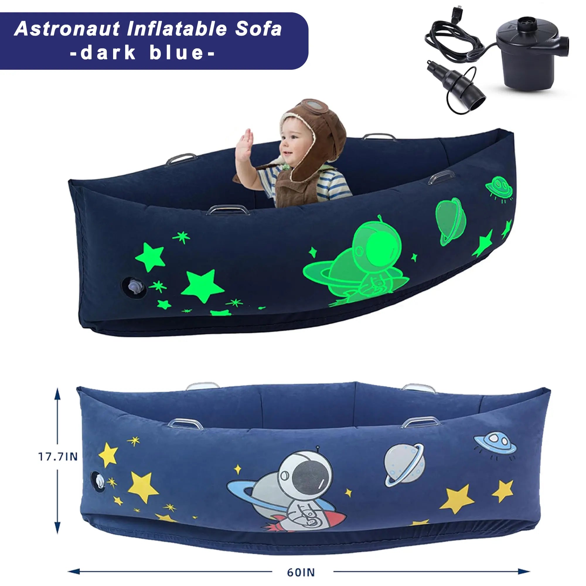 Sensory Peapod Chair for Kids with Luminous Space Printi60Inches Sensory Canoe for Autism Childreninbedroom,Kitchen, Nursery & Daycare,Room Must Havesandelectric Air Pump,Space Blue Easter Toys for Kids