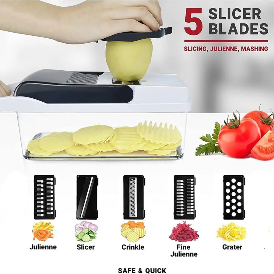 22 in 1 26In1 15In1 Vegetable Chopper with Container, 1 Set Vegetable Slicer Set, Household Multifunctional Vegetable Chopper, Fruit & Vegetable Utensils for Home Kitchen, Vegetable Cutting Slicer [Package List as Picture Shown]