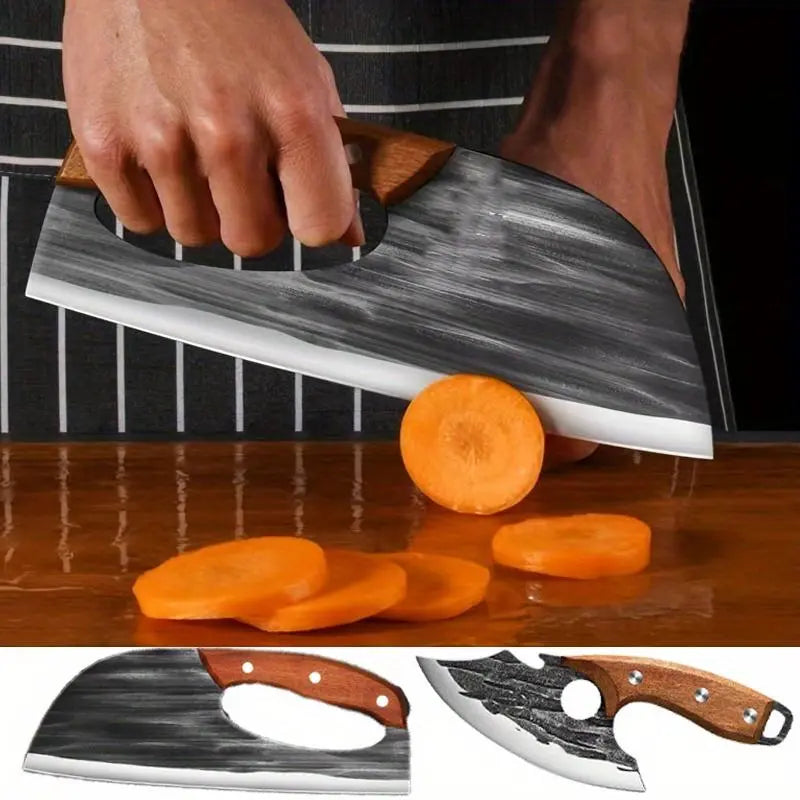 Buy 1 Get 1 Free Forged Kitchen Knife Set - Sharp Durable Meat Cleaver Chef Knife, Ergonomic Non-Slip Handle, Precision Cutting Bone Chopper Gift Box