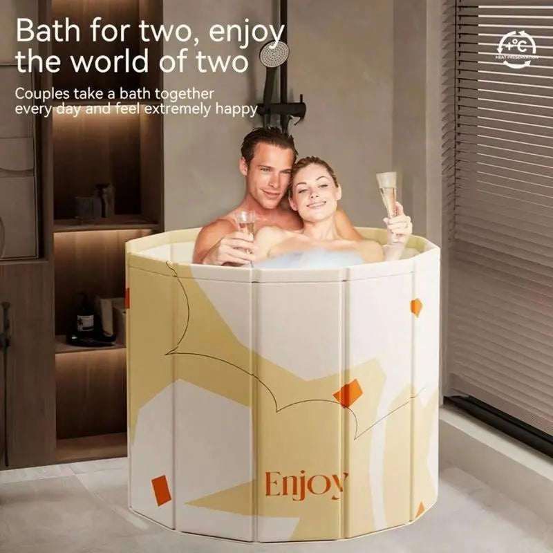 Portable Bathtub for Adults Foldable SPA Soakingstanding Bath Tub for Shower Stall, Freestanding Non-Inflatable Hot Ice Bath Tub with Thickened Thermal Foamto Keep Temperature.Home Outdoors Gyms, Open Size: 31.49 × 25.98 In