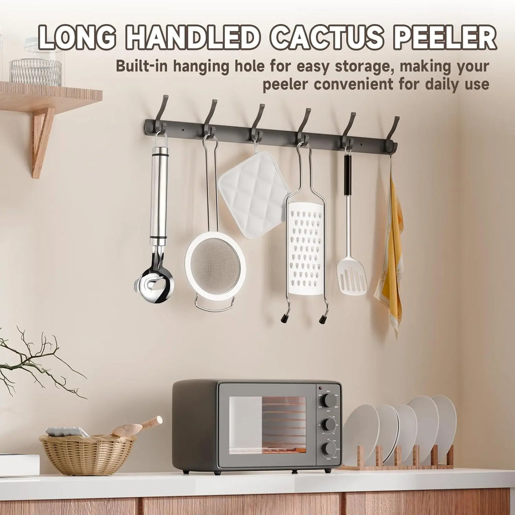 Home Master 3 PCS Stainless Steel Cactus Peeler Set - Ergonomic Blade Tool for Peeling, Slicing, and Cutting - Silver Color, Easy to Clean, Hanging Design for Kitchen Tasks
