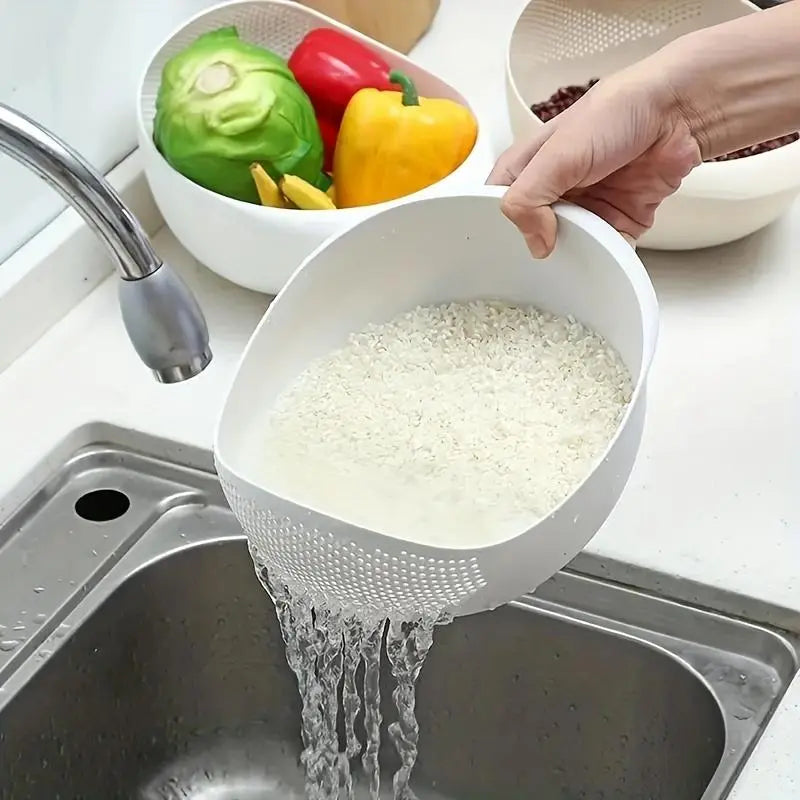 Rice Washing Drain Basket, 1 Count Rice Washing Sieve, Multifunctional Rice Strainer, Household Kitchen Gadgets for Home Use, Kitchen Accessories, Utensils