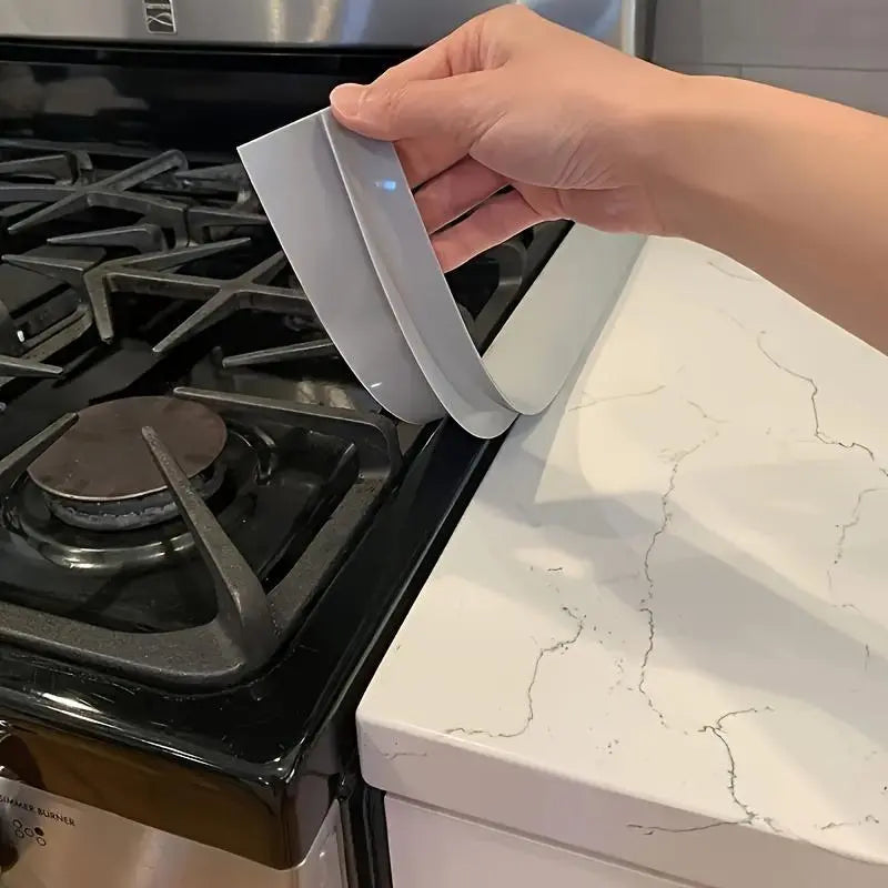 1/2 Pcs Silicone Stove Gap Cover, Kitchen Counter Gap Filler, Heat Resistant Oven Gap Filler, between Kitchen Appliance Washing Machine and Stove, Easy to Clean Seal Fitting Kitchen Gadgets Protection Utensils Water Proof White