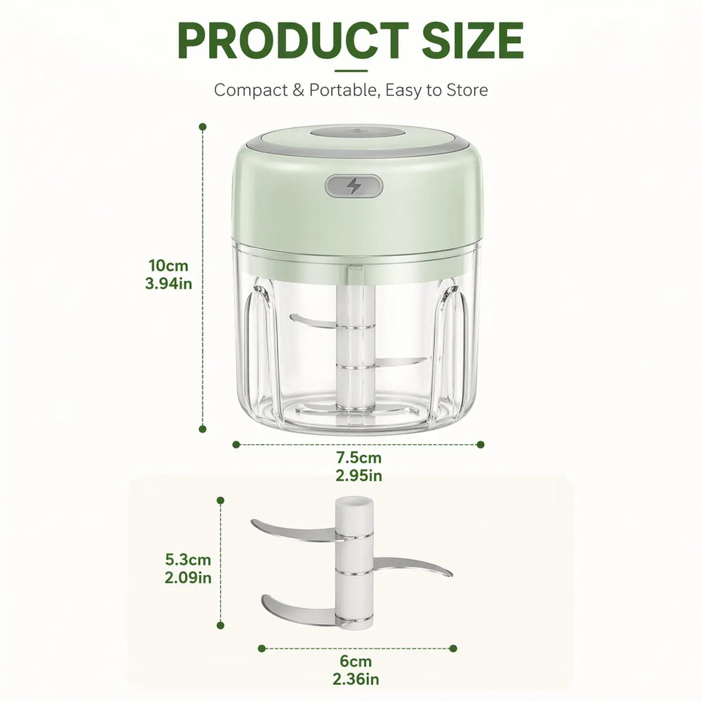 1 Pc Mini Electric Veggie Chopper, Portable Kitchen Gadget for Dicing Tomatoes, Chopping Onions, Herbs, Resin-Abs-Ps Blender for Ginger