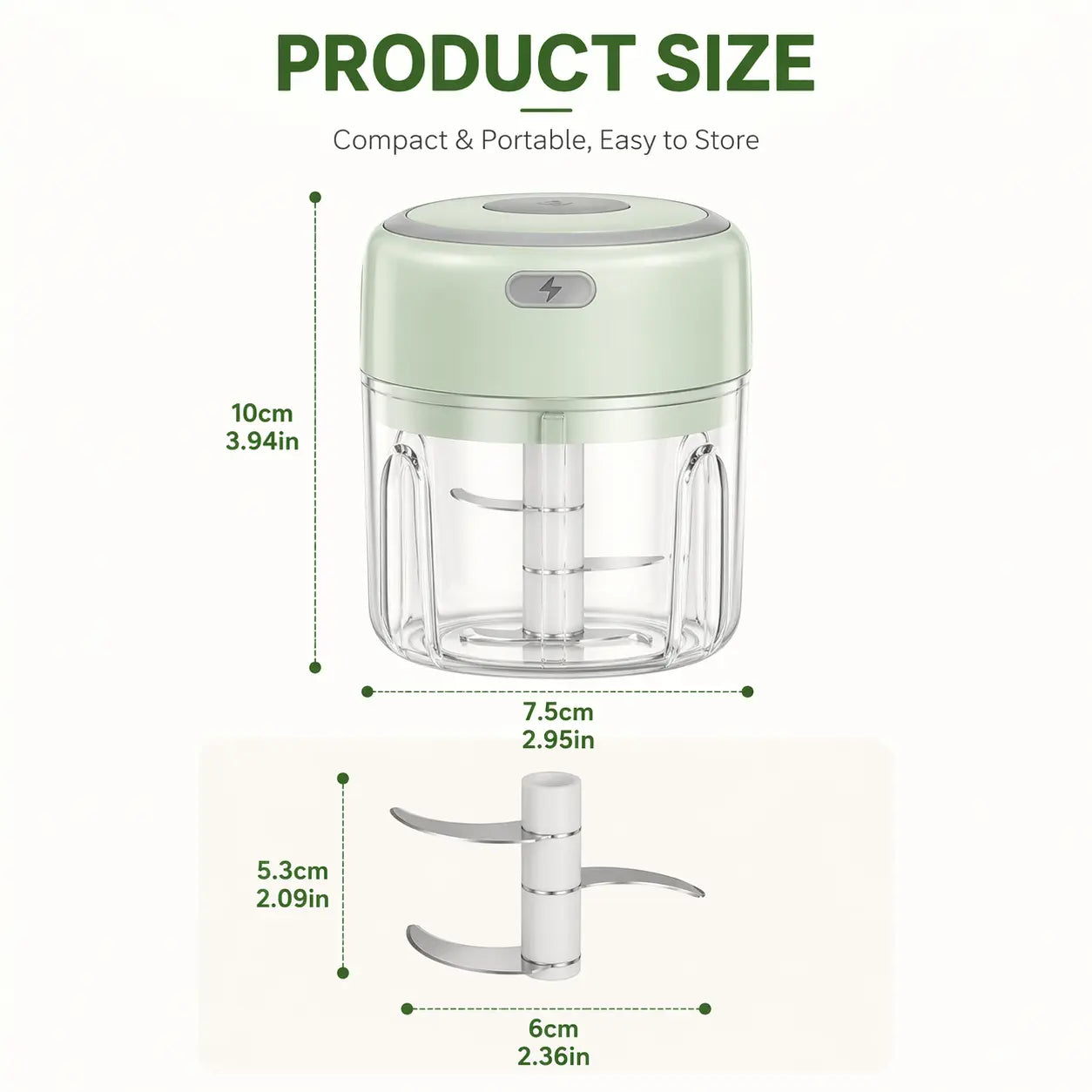 1 Pc Mini Electric Veggie Chopper, Portable Kitchen Gadget for Dicing Tomatoes, Chopping Onions, Herbs, Resin-Abs-Ps Blender for Ginger