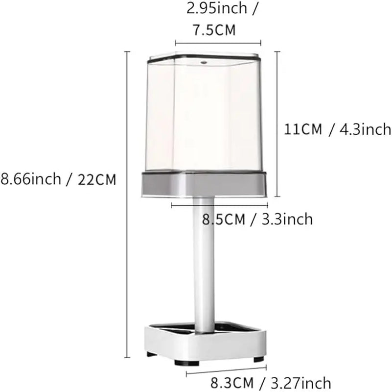 Toothbrush Holder Stand with Cover/Cup, 3 Slots for Toothbrushes, Compatible with Toothpaste & Razor Comb, Vanity Organiser White