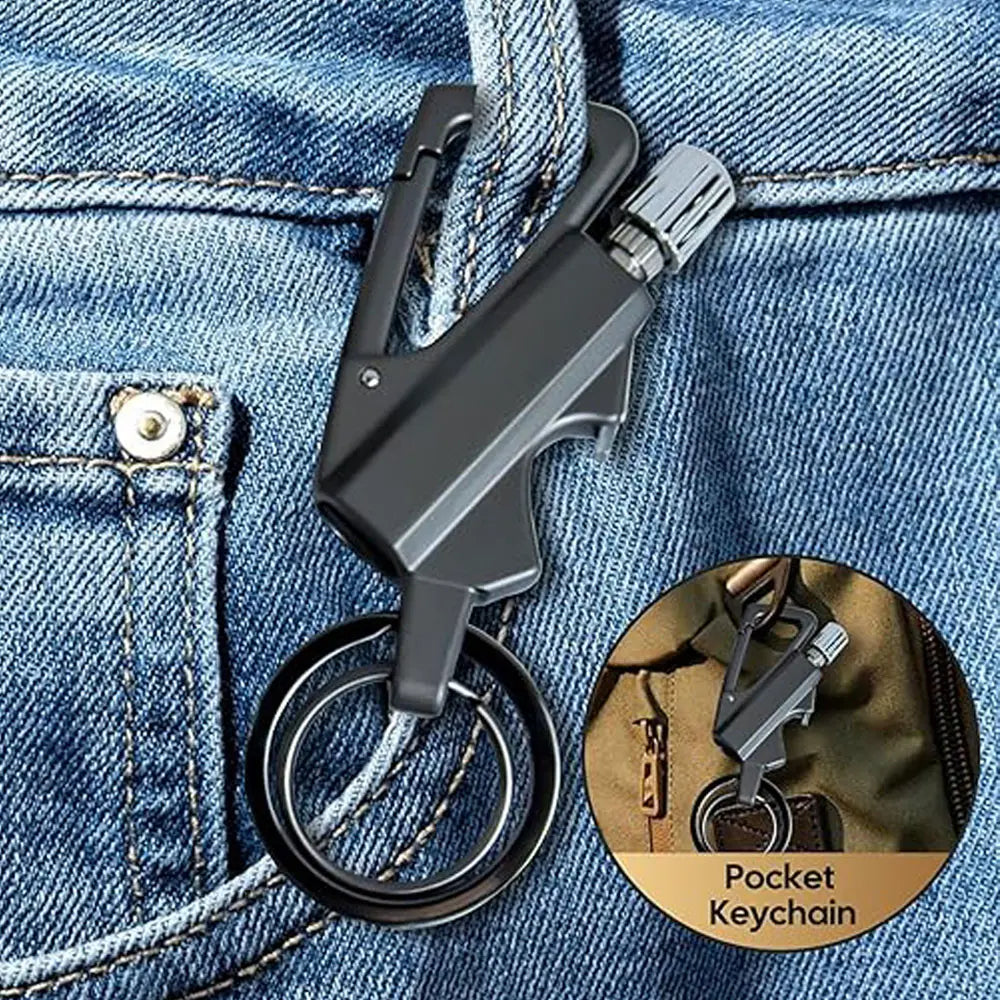 3-In-1 Utensils Multi-Tool, Portable Keychain with Bottle Opener and Lighter (Lighter Fluid Not Included)