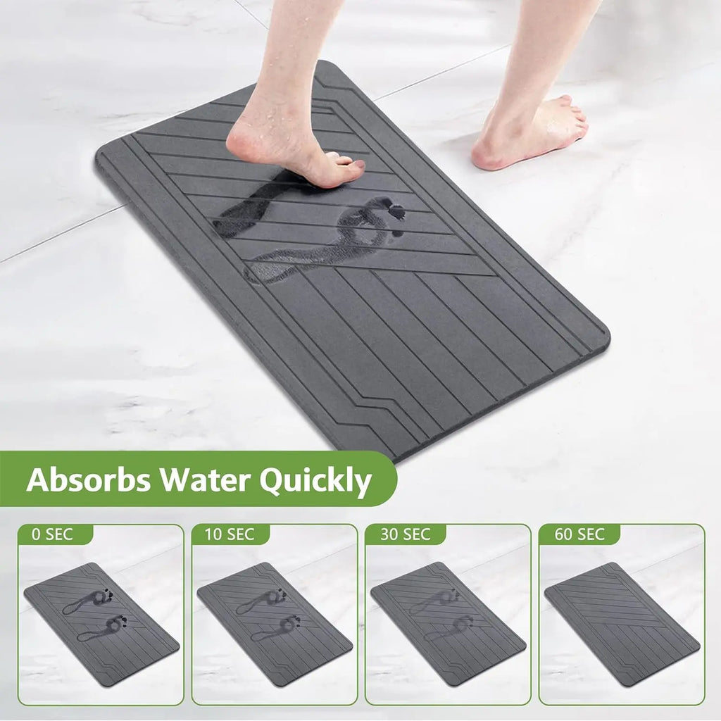 Stone Bath Mat - 23.6" X 15.4" Ultra Absorbent Diatomite Non-Slip Quick Drying Mat for Wet Areas Easy to Clean Bathroom Mat Home Essentials,Bathroom Accessories,Bathroom Decor,Bathroom Decor Set Summerwins
