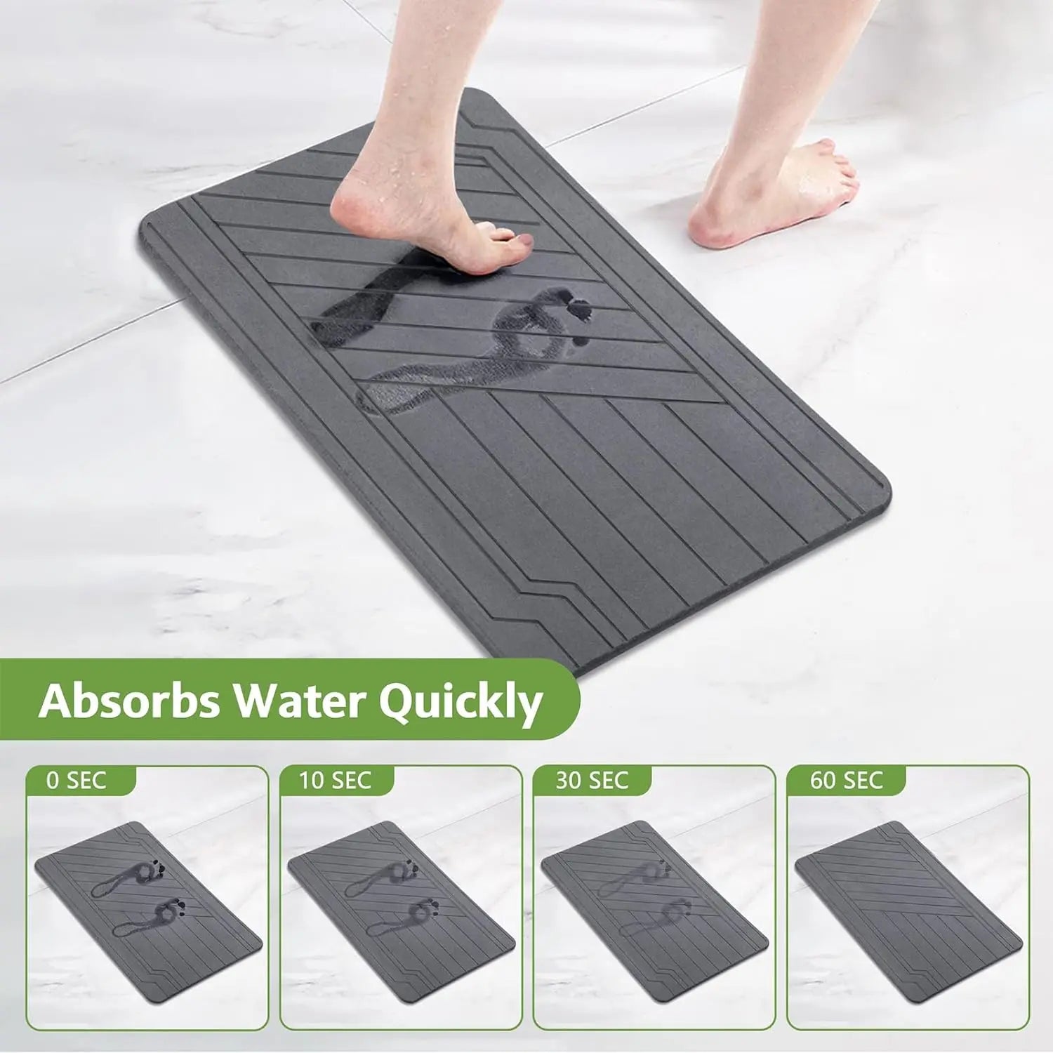 Stone Bath Mat - 23.6" X 15.4" Ultra Absorbent Diatomite Non-Slip Quick Drying Mat for Wet Areas Easy to Clean Bathroom Mat Home Essentials,Bathroom Accessories,Bathroom Decor,Bathroom Decor Set Summerwins