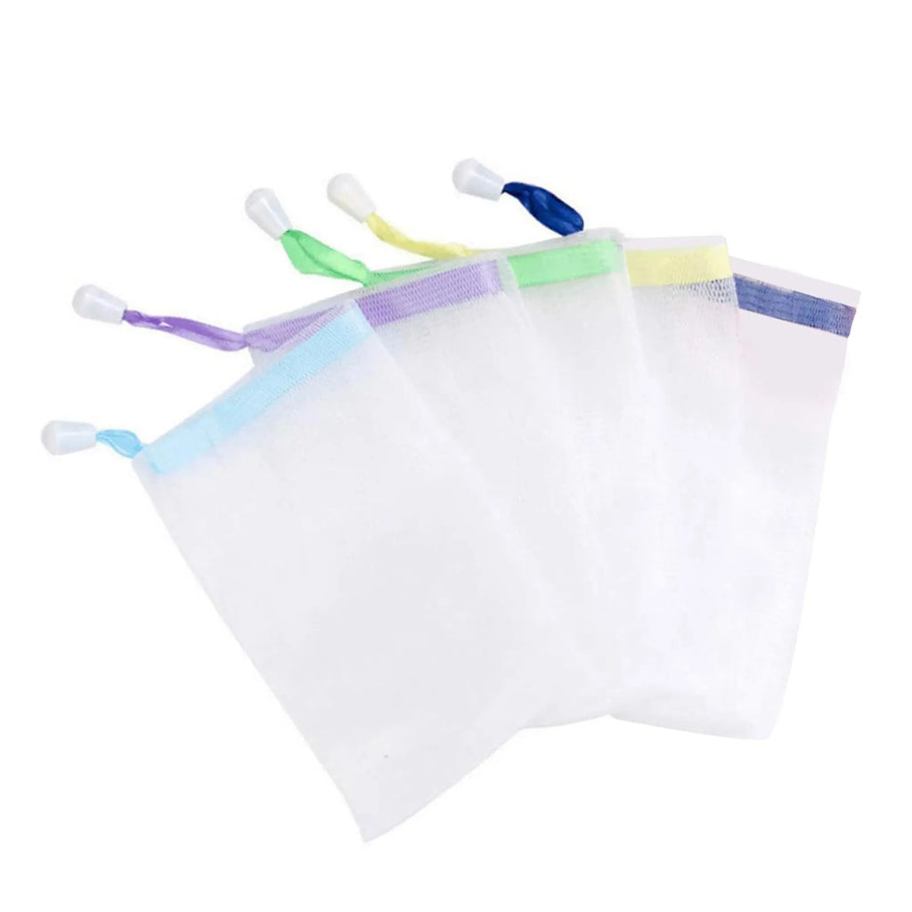 10 Counts Exfoliating Mesh Soap Saver Pouch, Drawstring Closure, Rich Foam Creation, Random Color